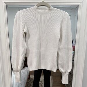 Line & Dot White Ribbed Knit Sweater